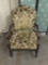 Vintage upholstered armchair with hand carved accents. approx 38x26x34 inches