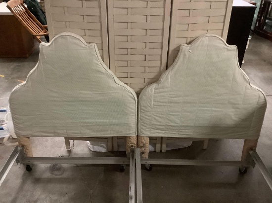 Pair of single bed headboards w/ frames, approx 38 x 73 x 44 inches each