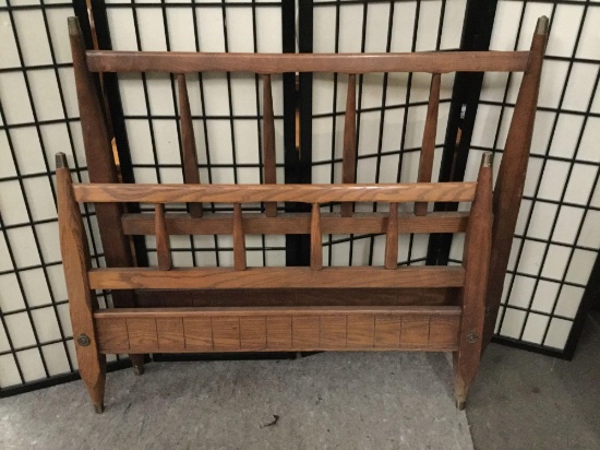 Vintage wooden twin sized bed frame. No rails.