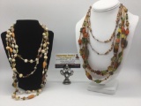 3 pieces of estate jewelry, incl. colorful bead & metal necklaces, approx. 48x2x0.5 inches.