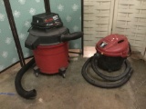 Two wet/dry vacuums w/ casters, incl. Craftsman 12 gallon & Shop Vac 5 gallon.