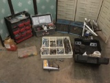 Lot of misc. hardware & containers, incl. nuts, bolts, drill attachments, a Power Painter, & more.