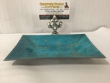 Small blue handcrafted tray from Bovano of Cheshire, Connecticut. Approx. 7x5x1 inches.
