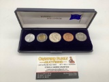 Europa-Kollektion case of 5 vintage European Coins: Germany, Portugal, France, San Marino +