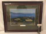 Framed photo print of the seventh hole at Pebble Beach golf course.