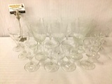 15 glass wine glasses & Zwiesel West German goblets, largest approx. 3x3x7 inches.