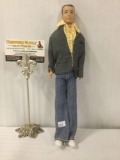 Vintage 60s Ken doll From Mattel Inc. w/jeans, jacket, & plaid shirt, approx. 12x4x2 inches.