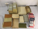 Large lot of postage stamp collecting storage equipment. Books, hinges, and more!