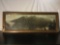 Large antique tiger oak window style frame w/ vintage photo print of Crescent Lake approx 33 x 88