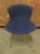 Knoll Bertoia designed modern side chair w/ navy blue cushion. Approx 29x22x22 inches