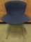 Knoll Bertoia designed modern side chair w/ navy blue seat cushion. Approx 29x22x22 inches