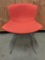 Knoll Bertoia designed modern side chair w/ red seat cushion. Approx 29x22x22 inches