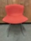 Knoll Bertoia designed modern side chair w/ red cushion seat cover. Approx 29x22x22 inches