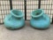 Pair of unique half-submerged style urn flower pots w/two handles, Approx. 19x22x17 inches.
