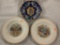 Collection of three china plates. Knight from France, dragons/phoenix Largest plate approx 10x10 in.