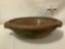Large antique two-handled earthenware bowl, approx. 18x15x5 inches.
