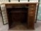 vintage Jessen & Rosberg wood four-drawer work desk from Chicago, shows wear approx 42x21x38 inches