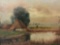 Vintage framed original landscape oil painting, signed by artist Krotter, approx. 13x11x2 inches.