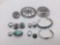 13 pieces of jewelry, 12 test positive for silver, and several have turquoise - silver weighs 82.8 g