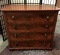 Vintage 3-drawer dresser w/ burled front. Approx 44x41x21 inches.