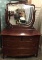 Vintage wood 4-drawer vanity dresser with mirror. Approx 47x69x22 inches, shows wear, see pics