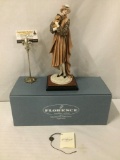 Original 1993 Florence Giuseppe Armani signed figurine of a woman & her dog w/ box/tag made in Italy
