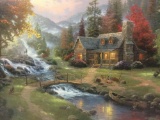 Framed 2006 signed/numbered canvas print w/COA Thomas Kinkade Mountain Paradise Mountain Retreat II