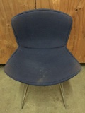 Knoll Bertoia designed modern side chair in navy blue. Cushion shows wear/stains.