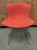 Knoll Bertoia designed modern side chair w/ red seat cushion. Approx 29x22x22 inches