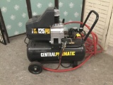 Central Pneumatic 125 PSI air compressor. Tested/working. Approx 27x25x14 inches.