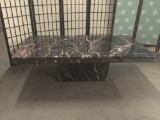 Two piece marble coffee table. Approx 55x28x17 inches.