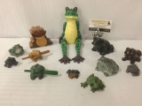 12 frog collectible figurines, percussion instruments, wooden frog puppet, wood puzzle box & more+
