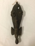 Wooden Kandangai carving of face & bird from the Middle Sepik region of Papua New Guinea 22x7x4 in.