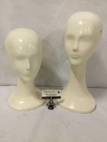 2 stylish wig mannequins/ store displays. Largest approx 17x8x8 inches.