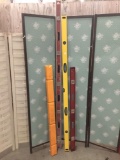 3 levels: Johnson level w/ case, Pittsburgh level, MD level tool. approx 78x3x1.5 in