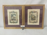 Pair of hand tinted Italian engravings. They measure approx 21.5x17.5 inches.
