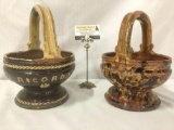 2 Italian ceramic clay baskets, one marked Ricardo rom Pistoria, Italy