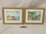 Pair of signed artist prints of Oakville and Bronte Harbor by Robert Boast-Cornish. 11.5x9.5 inches.