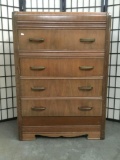 Vintage four-drawer walnut dresser, some mild wear & scratches, see pics. Approx. 31x18x33 inches.