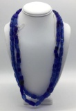 Two strands of Russian blue glass trade beads, fair market value assessment of $450. approx 27 in.