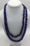 Lot of 2: strand of 84 1800s Russian Bohemia blue glass trade beads & antique Russian blue beads