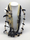 Lot of 3 ethnic beaded necklaces - Indian bone and metal bead, bone elephant pendants and more+