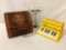 Vintage Emenee Musical Toys yellow plastic keyboard accordion No.403 w/box, approx. 9x10x7 inches.
