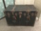 Antique steamer trunk with leather straps. Shows wear, see pics. Approx 38x35x22