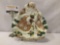 Fitz and Floyd Classics handcrafted China Santa plate w/stand, approx. 10x11x2 inches.