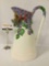 U.S. made Brookes Collection painted ceramic pitcher w/butterfly embellishments.