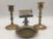 Two brass candle sticks & a brass S. Sternau & Co. ashtray, from New York.