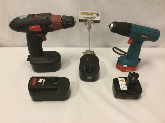 2 power drills & five batteries, incl. Pro Source 19.2-volt cordless drill  & Makita No.6221D. | Heavy Construction Equipment Light Equipment & Support  | Online Auctions | Proxibid