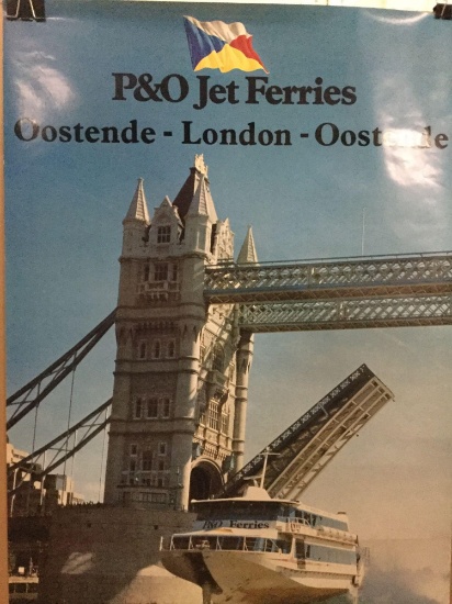 Vintage P&O Jet ferries Hydrofoil poster Belgium to UK.