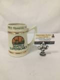 Vintage Lewis Bros 1978-79 Seattle SuperSonics NBA Basketball championship commemorative stein/mug.